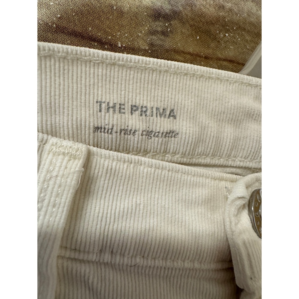 AG Jeans 27 The Prima Mid Rise Cigarette Corduroy Pants Off White Ivory PWW - Picture 4 of 5